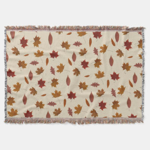 Autumn Leaves Photographic on Cream Custom Colour Throw Blanket