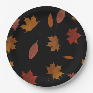 Autumn Leaves Photographic on Custom Colour Paper Plate