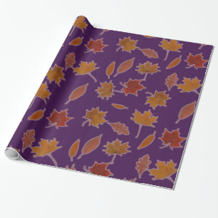 Autumn Leaves Photographic on Custom Colour Wrapping Paper
