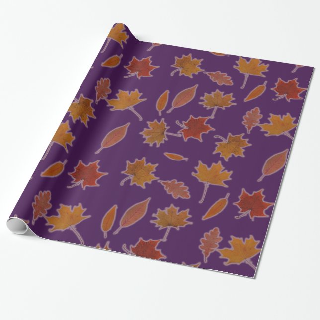 Autumn Leaves Photographic on Custom Colour Wrapping Paper (Unrolled)