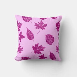 Autumn leaves - plum and orchid pink cushion