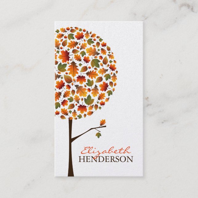 Autumn Leaves Pop Tree Nature Business Card (Front)
