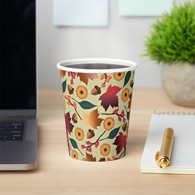 Autumn leaves, popular pattern, paper cups (Insitu)
