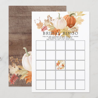 Autumn Leaves Pumpkin BINGO Bridal Shower Game Invitation