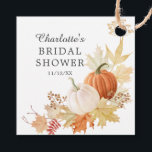 Autumn Leaves Pumpkin Bridal Shower Favour Gift Ta Tags<br><div class="desc">Bridal shower favour gift tag featuring a beautiful watercolor autumn leaves & pumpkins wreath.
Visit our shop to view our fall leaves & pumpkin collection.</div>