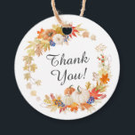 Autumn Leaves Pumpkin Bridal Shower Favour Gift Ta Tags<br><div class="desc">Bridal shower favour gift tag featuring a beautiful watercolor autumn leaf wreath with pumpkins.
Visit our shop to view our fall leaves & pumpkin collection.</div>