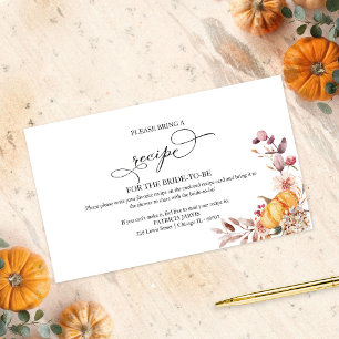 Autumn Leaves Pumpkin Bridal Shower Recipe Request Enclosure Card