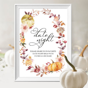 Autumn Leaves Pumpkin Fall Date Night Jar Sign