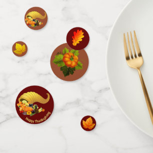 Autumn leaves, pumpkin & fruits Thanksgiving Confetti