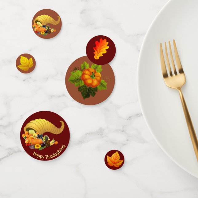 Autumn leaves, pumpkin & fruits Thanksgiving Confetti (Group)
