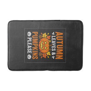 Autumn Leaves Pumpkin Halloween Design Bath Mat