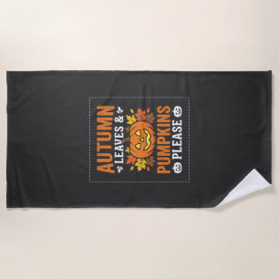 Autumn Leaves Pumpkin Halloween Design Beach Towel