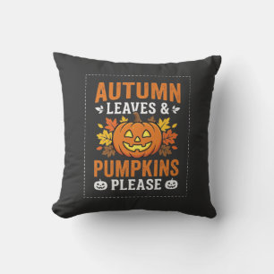 Autumn Leaves Pumpkin Halloween Design Cushion