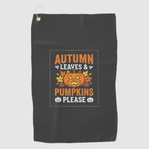 Autumn Leaves Pumpkin Halloween Design Golf Towel