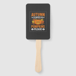 Autumn Leaves Pumpkin Halloween Design Hand Fan