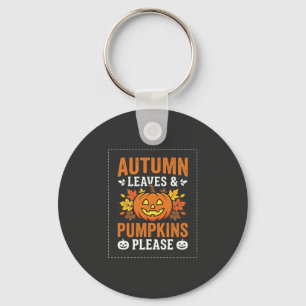 Autumn Leaves Pumpkin Halloween Design Key Ring
