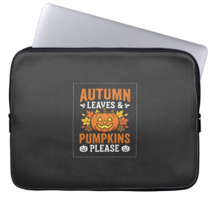 Autumn Leaves Pumpkin Halloween Design Laptop Sleeve