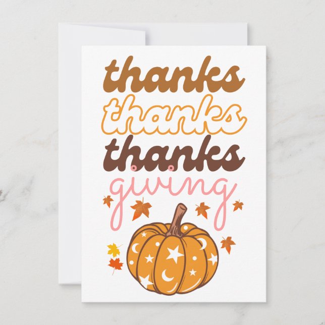Autumn Leaves Pumpkin Holiday Thanksgiving Card (Front)