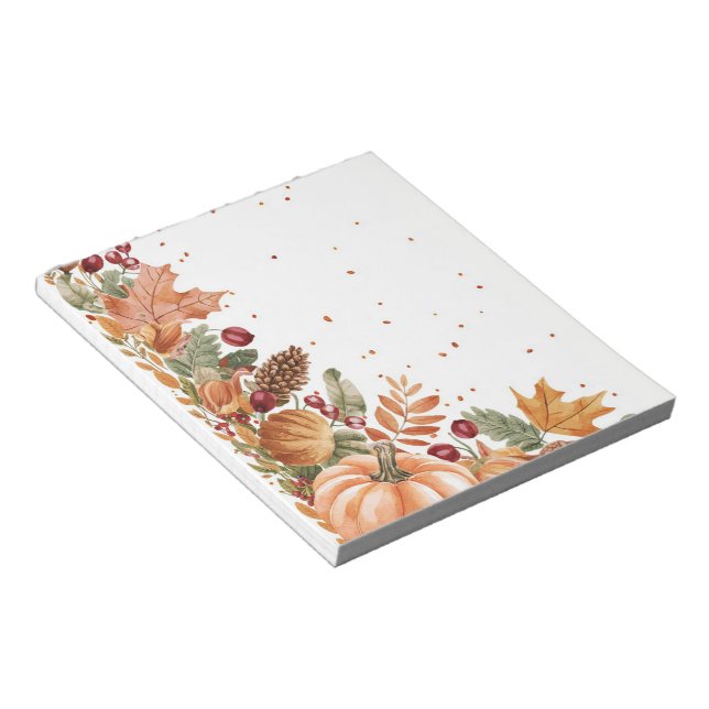 Autumn Leaves & Pumpkin Notepad (Angled)