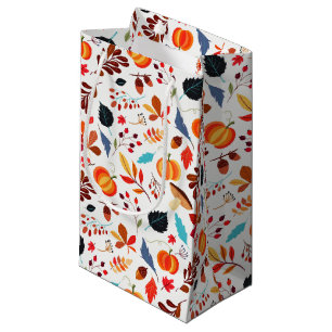 Autumn Leaves Pumpkin Pattern Gift Bag