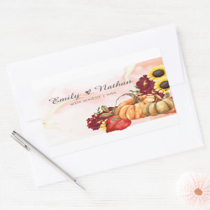 Autumn Leaves Pumpkin Sunflower Fall Wedding Cute Rectangular Sticker