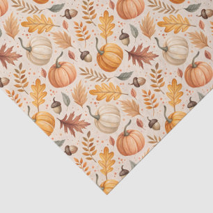 Autumn Leaves Pumpkins Acorns Fall Colours Tissue Paper