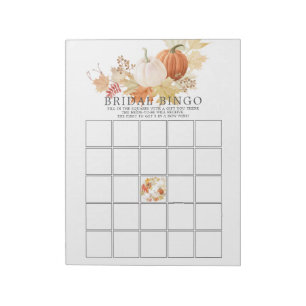 Autumn Leaves Pumpkins Bridal Shower Bingo Game Notepad