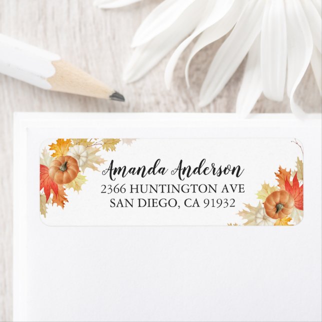 Autumn Leaves Pumpkins Bridal Shower Labels (Insitu)