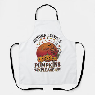 Autumn Leaves Pumpkins Please Halloween Bats Trees Apron