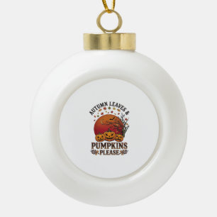 Autumn Leaves Pumpkins Please Halloween Bats Trees Ceramic Ball Christmas Ornament