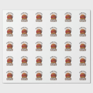 Autumn Leaves Pumpkins Please Halloween Bats Trees Wrapping Paper