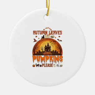 Autumn Leaves Pumpkins Please Halloween Haunted Ho Ceramic Tree Decoration