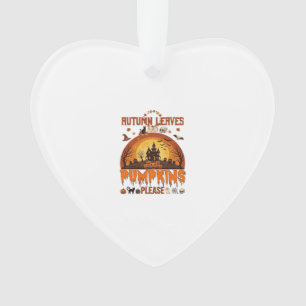 Autumn Leaves Pumpkins Please Halloween Haunted Ho Ornament