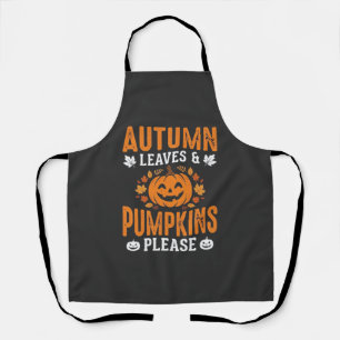 Autumn Leaves Pumpkins Please Halloween Pumpkin De Apron