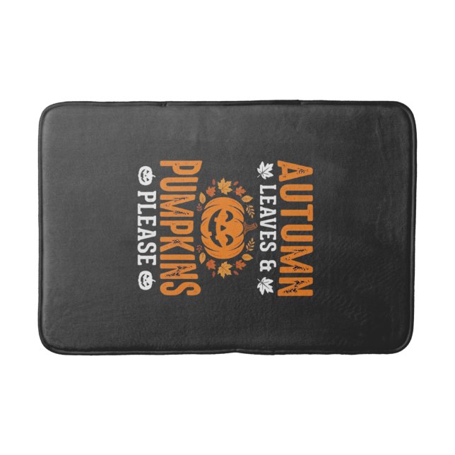 Autumn Leaves Pumpkins Please Halloween Pumpkin De Bath Mat (Front)