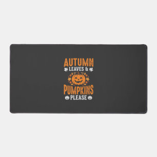 Autumn Leaves Pumpkins Please Halloween Pumpkin De Desk Mat