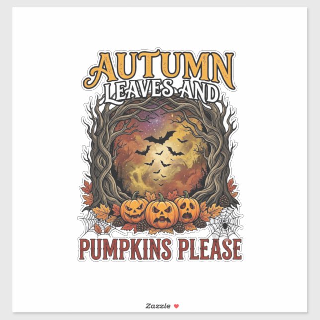 Autumn Leaves Pumpkins Please Halloween Spooky Tre (Sheet)