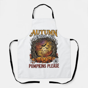 Autumn Leaves Pumpkins Please Halloween Spooky Tre Apron