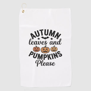 Autumn Leaves Pumpkins Please Vintage Halloween De Golf Towel