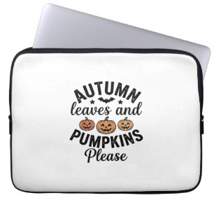 Autumn Leaves Pumpkins Please Vintage Halloween De Laptop Sleeve