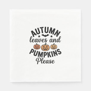 Autumn Leaves Pumpkins Please Vintage Halloween De Napkin