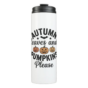 Autumn Leaves Pumpkins Please Vintage Halloween De Thermal Tumbler