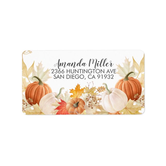 Autumn Leaves Pumpkins Return Address Label (Front)