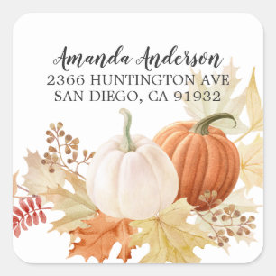 Autumn Leaves Pumpkins Return Address Sticker