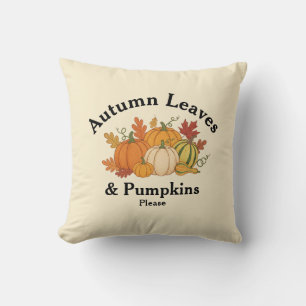 Autumn Leaves & Pumpkins - Rustic Fall Home Decor Cushion