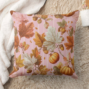 Autumn Leaves & Pumpkins Seamless Pattern Cushion