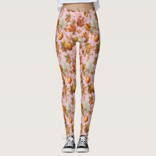Autumn Leaves & Pumpkins Seamless Pattern Leggings