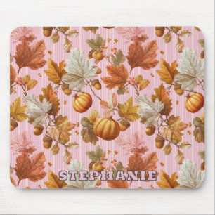 Autumn Leaves & Pumpkins Seamless Pattern Mouse Mat