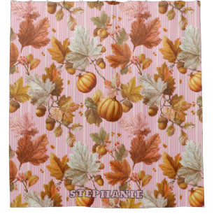 Autumn Leaves & Pumpkins Seamless Pattern Shower Curtain