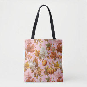 Autumn Leaves & Pumpkins Seamless Pattern Tote Bag